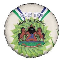Personalised Lesotho Independence Day Spare Tire Cover Aloe Polyphylla Mix Coat Of Arms - Wonder Print Shop