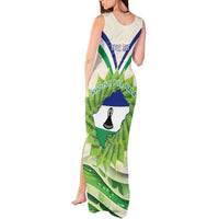 Personalised Lesotho Independence Day Tank Maxi Dress Aloe Polyphylla Mix Coat Of Arms - Wonder Print Shop