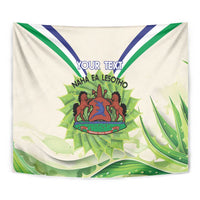 Personalised Lesotho Independence Day Tapestry Aloe Polyphylla Mix Coat Of Arms - Wonder Print Shop