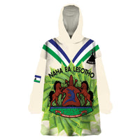 Personalised Lesotho Independence Day Wearable Blanket Hoodie Aloe Polyphylla Mix Coat Of Arms - Wonder Print Shop