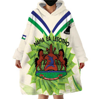 Personalised Lesotho Independence Day Wearable Blanket Hoodie Aloe Polyphylla Mix Coat Of Arms - Wonder Print Shop