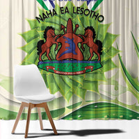 Personalised Lesotho Independence Day Window Curtain Aloe Polyphylla Mix Coat Of Arms - Wonder Print Shop