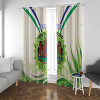 Personalised Lesotho Independence Day Window Curtain Aloe Polyphylla Mix Coat Of Arms - Wonder Print Shop