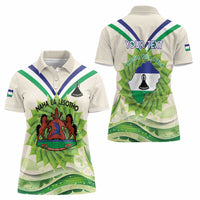Personalised Lesotho Independence Day Women Polo Shirt Aloe Polyphylla Mix Coat Of Arms - Wonder Print Shop