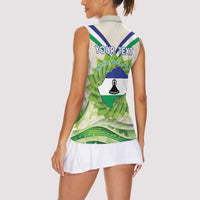 Personalised Lesotho Independence Day Women Sleeveless Polo Shirt Aloe Polyphylla Mix Coat Of Arms - Wonder Print Shop
