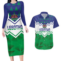 Personalised Lesotho Independence Day Couples Matching Long Sleeve Bodycon Dress and Hawaiian Shirt Naha ea Lesotho Proud - Wonder Print Shop