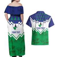 Personalised Lesotho Independence Day Couples Matching Off Shoulder Maxi Dress and Hawaiian Shirt Naha ea Lesotho Proud - Wonder Print Shop