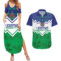 Personalised Lesotho Independence Day Couples Matching Summer Maxi Dress and Hawaiian Shirt Naha ea Lesotho Proud - Wonder Print Shop