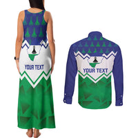 Personalised Lesotho Independence Day Couples Matching Tank Maxi Dress and Long Sleeve Button Shirt Naha ea Lesotho Proud - Wonder Print Shop