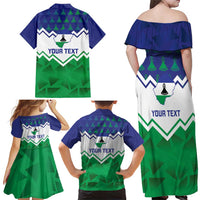 Personalised Lesotho Independence Day Family Matching Off Shoulder Maxi Dress and Hawaiian Shirt Naha ea Lesotho Proud - Wonder Print Shop