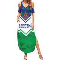 Personalised Lesotho Independence Day Family Matching Summer Maxi Dress and Hawaiian Shirt Naha ea Lesotho Proud - Wonder Print Shop