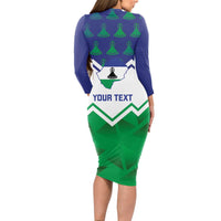 Personalised Lesotho Independence Day Long Sleeve Bodycon Dress Naha ea Lesotho Proud - Wonder Print Shop