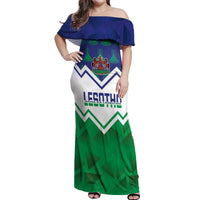 Personalised Lesotho Independence Day Off Shoulder Maxi Dress Naha ea Lesotho Proud - Wonder Print Shop
