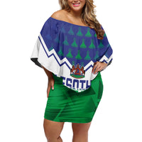 Personalised Lesotho Independence Day Off Shoulder Short Dress Naha ea Lesotho Proud - Wonder Print Shop
