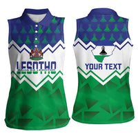 Personalised Lesotho Independence Day Women Sleeveless Polo Shirt Naha ea Lesotho Proud - Wonder Print Shop