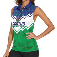 Personalised Lesotho Independence Day Women Sleeveless Polo Shirt Naha ea Lesotho Proud - Wonder Print Shop