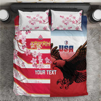 USA and Japan Rugby Custom Bedding Set Eagles Brave Blossoms Together Pacific - Wonder Print Shop
