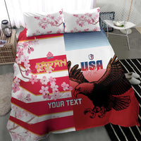 USA and Japan Rugby Custom Bedding Set Eagles Brave Blossoms Together Pacific - Wonder Print Shop