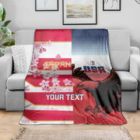 USA and Japan Rugby Custom Blanket Eagles Brave Blossoms Together Pacific - Wonder Print Shop