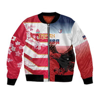 USA and Japan Rugby Custom Bomber Jacket Eagles Brave Blossoms Together Pacific - Wonder Print Shop