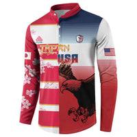 USA and Japan Rugby Custom Button Sweatshirt Eagles Brave Blossoms Together Pacific - Wonder Print Shop