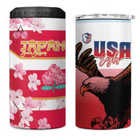USA and Japan Rugby 4 in 1 Can Cooler Tumbler Eagles Brave Blossoms Together Pacific - Wonder Print Shop