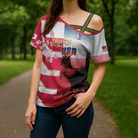 USA and Japan Rugby Custom Cross Shoulder Shirt Eagles Brave Blossoms Together Pacific - Wonder Print Shop