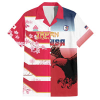 USA and Japan Rugby Custom Family Matching Off The Shoulder Long Sleeve Dress and Hawaiian Shirt Eagles Brave Blossoms Together Pacific - Wonder Print Shop