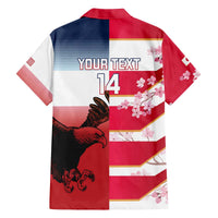 USA and Japan Rugby Custom Family Matching Off The Shoulder Long Sleeve Dress and Hawaiian Shirt Eagles Brave Blossoms Together Pacific - Wonder Print Shop