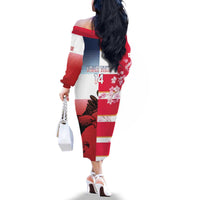 USA and Japan Rugby Custom Family Matching Off The Shoulder Long Sleeve Dress and Hawaiian Shirt Eagles Brave Blossoms Together Pacific - Wonder Print Shop