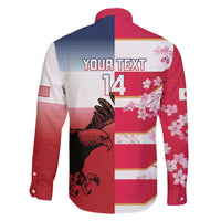 USA and Japan Rugby Custom Family Matching Puletasi and Hawaiian Shirt Eagles Brave Blossoms Together Pacific - Wonder Print Shop