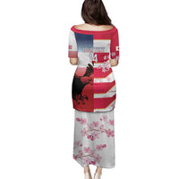 USA and Japan Rugby Custom Family Matching Puletasi and Hawaiian Shirt Eagles Brave Blossoms Together Pacific - Wonder Print Shop