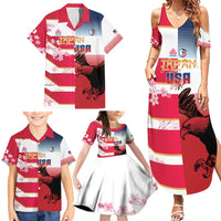 USA and Japan Rugby Custom Family Matching Summer Maxi Dress and Hawaiian Shirt Eagles Brave Blossoms Together Pacific - Wonder Print Shop