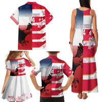 USA and Japan Rugby Custom Family Matching Tank Maxi Dress and Hawaiian Shirt Eagles Brave Blossoms Together Pacific - Wonder Print Shop