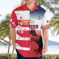 USA and Japan Rugby Custom Hawaiian Shirt Eagles Brave Blossoms Together Pacific - Wonder Print Shop