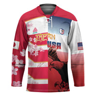 USA and Japan Rugby Custom Hockey Jersey Eagles Brave Blossoms Together Pacific - Wonder Print Shop