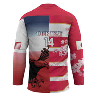 USA and Japan Rugby Custom Hockey Jersey Eagles Brave Blossoms Together Pacific - Wonder Print Shop