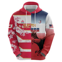 USA and Japan Rugby Custom Hoodie Eagles Brave Blossoms Together Pacific - Wonder Print Shop