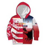 USA and Japan Rugby Custom Kid Hoodie Eagles Brave Blossoms Together Pacific - Wonder Print Shop