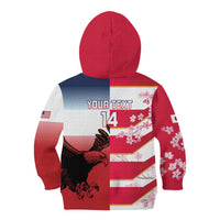 USA and Japan Rugby Custom Kid Hoodie Eagles Brave Blossoms Together Pacific - Wonder Print Shop