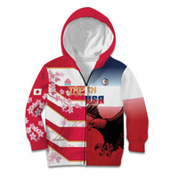 USA and Japan Rugby Custom Kid Hoodie Eagles Brave Blossoms Together Pacific - Wonder Print Shop