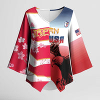 USA and Japan Rugby Custom Kimono Sleeve Blouse Eagles Brave Blossoms Together Pacific - Wonder Print Shop