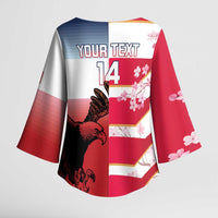 USA and Japan Rugby Custom Kimono Sleeve Blouse Eagles Brave Blossoms Together Pacific - Wonder Print Shop
