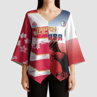 USA and Japan Rugby Custom Kimono Sleeve Blouse Eagles Brave Blossoms Together Pacific - Wonder Print Shop