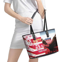 USA and Japan Rugby Custom Leather Tote Bag Eagles Brave Blossoms Together Pacific - Wonder Print Shop