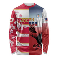 USA and Japan Rugby Custom Long Sleeve Shirt Eagles Brave Blossoms Together Pacific - Wonder Print Shop