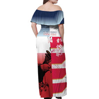 USA and Japan Rugby Custom Off Shoulder Maxi Dress Eagles Brave Blossoms Together Pacific - Wonder Print Shop