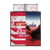 USA and Japan Rugby Custom Quilt Bed Set Eagles Brave Blossoms Together Pacific - Wonder Print Shop