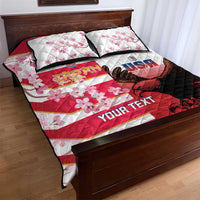 USA and Japan Rugby Custom Quilt Bed Set Eagles Brave Blossoms Together Pacific - Wonder Print Shop