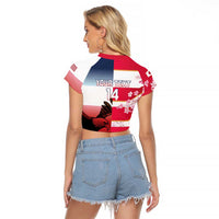 USA and Japan Rugby Custom Raglan Cropped T Shirt Eagles Brave Blossoms Together Pacific - Wonder Print Shop